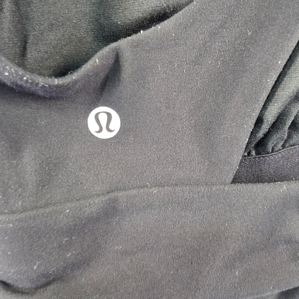 Lululemon Black High Neck Cross Front Ruched X-Back Sports‎ Bra Top